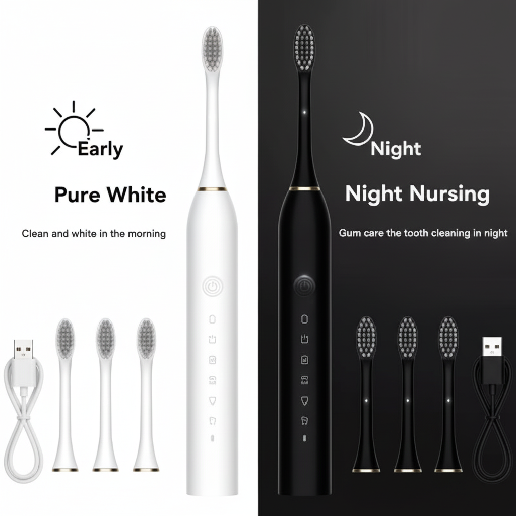 Ultrasonic Electric Toothbrush – 6 Modes, USB, Soft and Waterproof