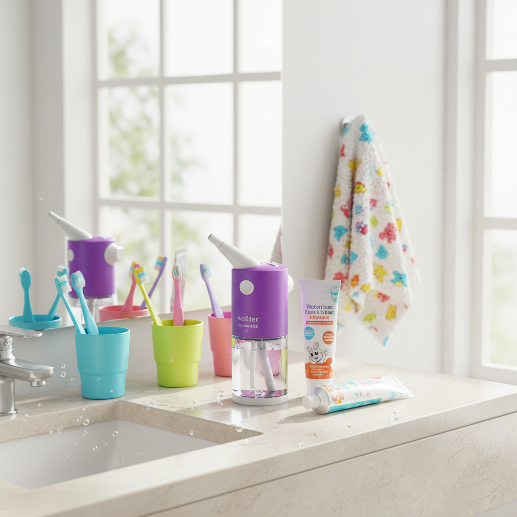 Banheiro familiar alegre