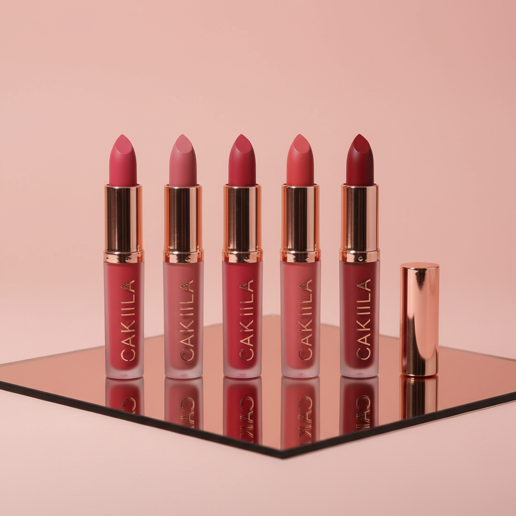 Batons em espelho rose gold