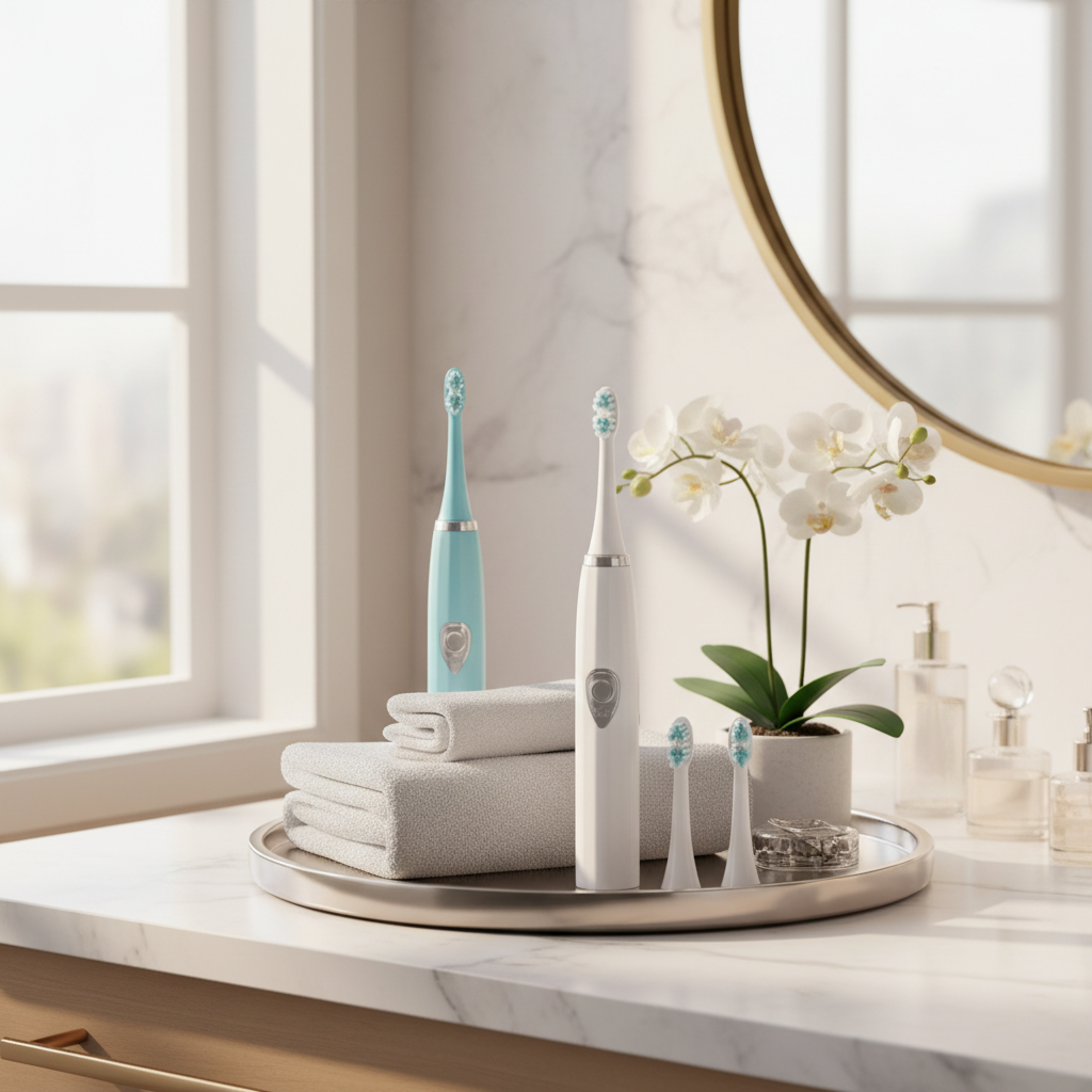 Cena lifestyle em banheiro elegante