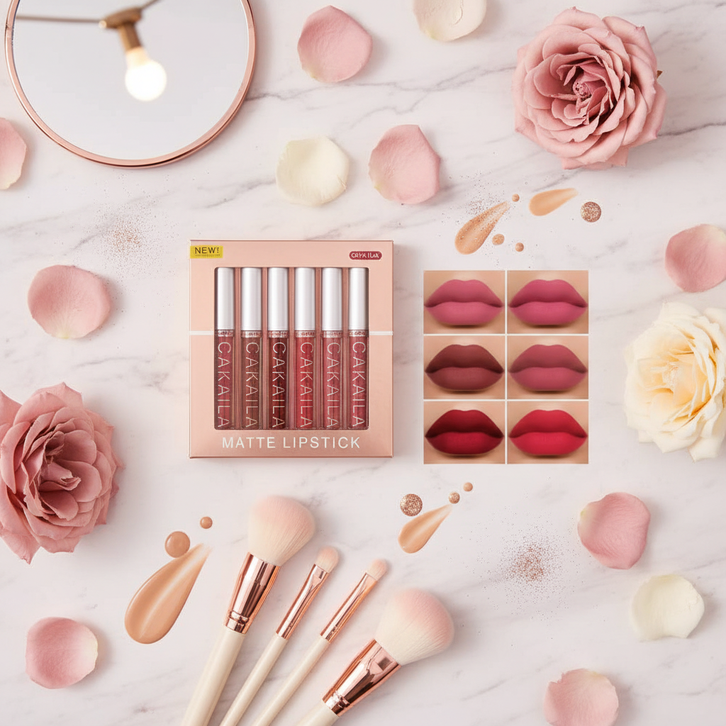 Composição com acessórios de maquiagem