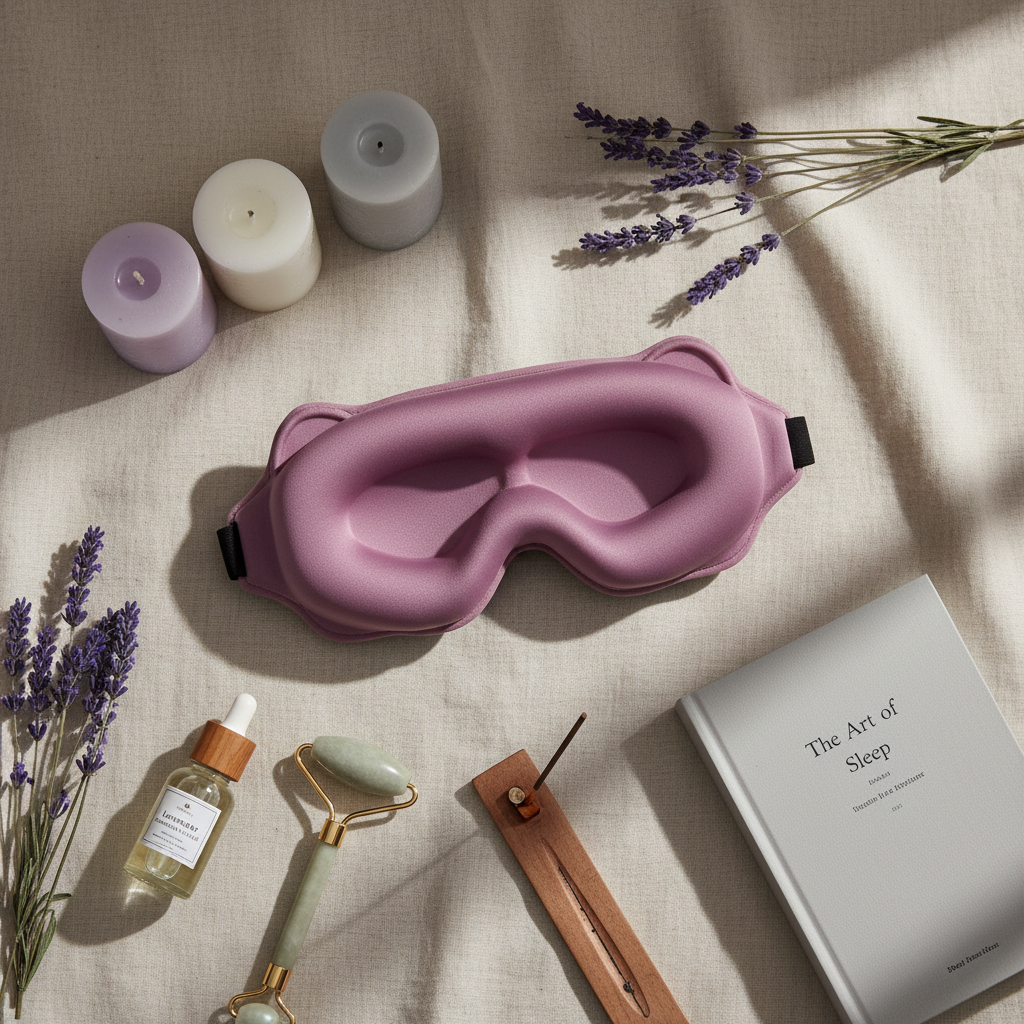 Flat lay com itens de bem-estar