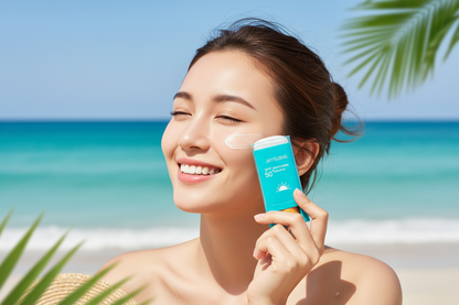 Aplicação do Protetor Solar na Praia