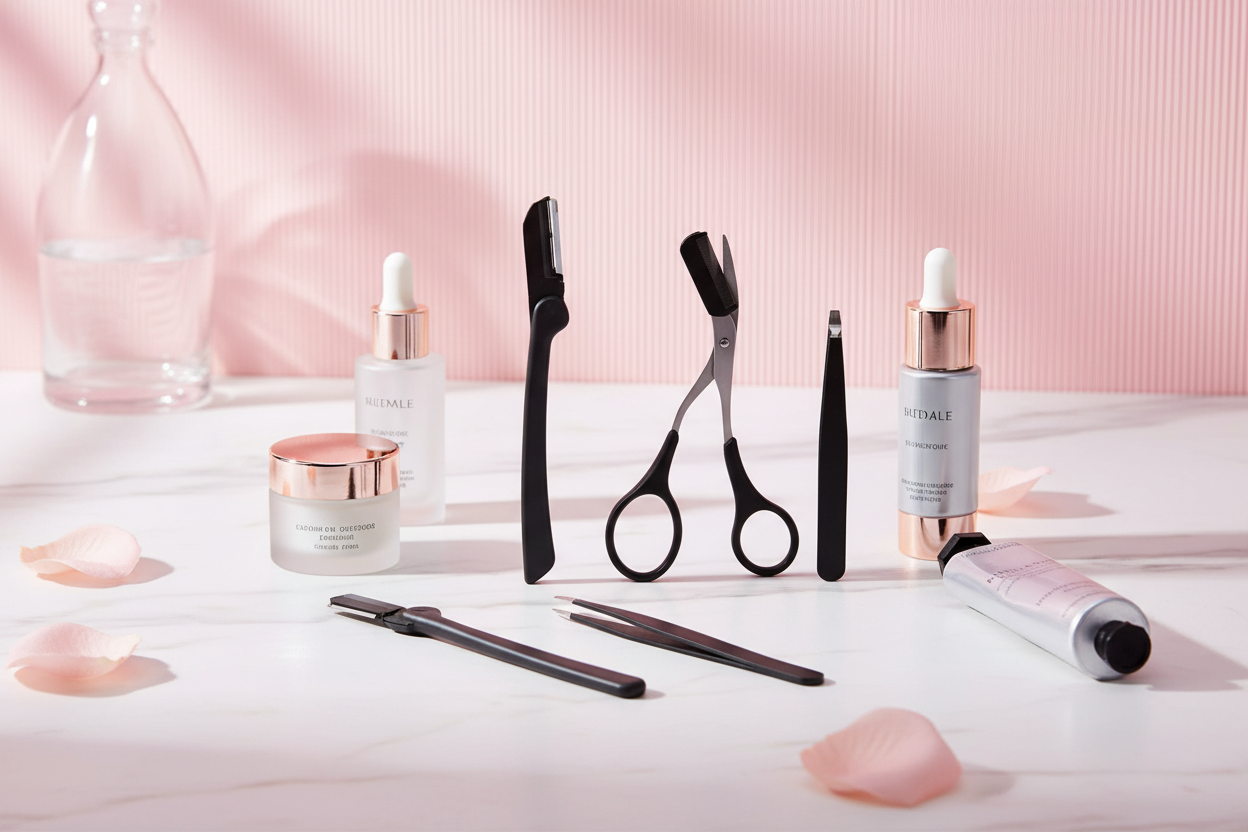 Kit de sobrancelhas em penteadeira luxuosa