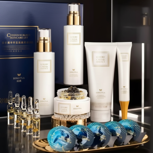 Skincare Kit with Caviar Essence – Brightening, Moisturizing and Anti-aging (15 pcs)