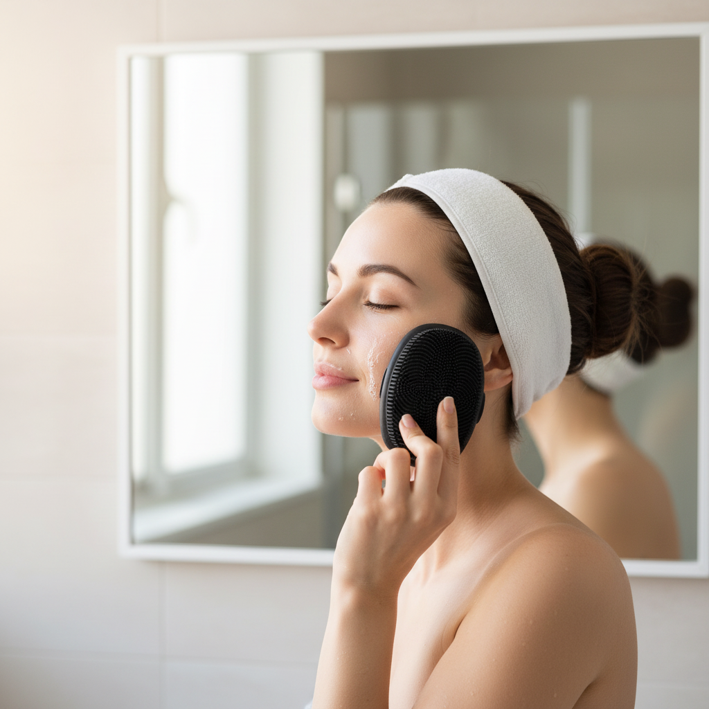 Silicone Facial Cleansing Brush – Handheld Scrubber for Men and Women 