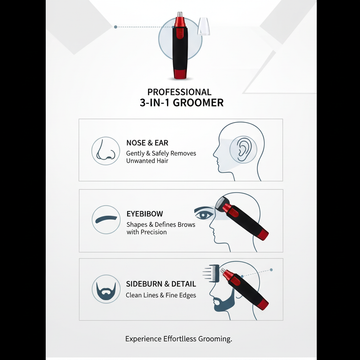 Aparador de Pelos Nasal e Auricular Sem Fio – Indolor e Preciso para Nariz, Orelhas e Sobrancelhas