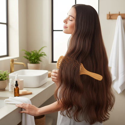 Bamboo Comb with Air Cushion – Anti-static, Detangling and Massaging 