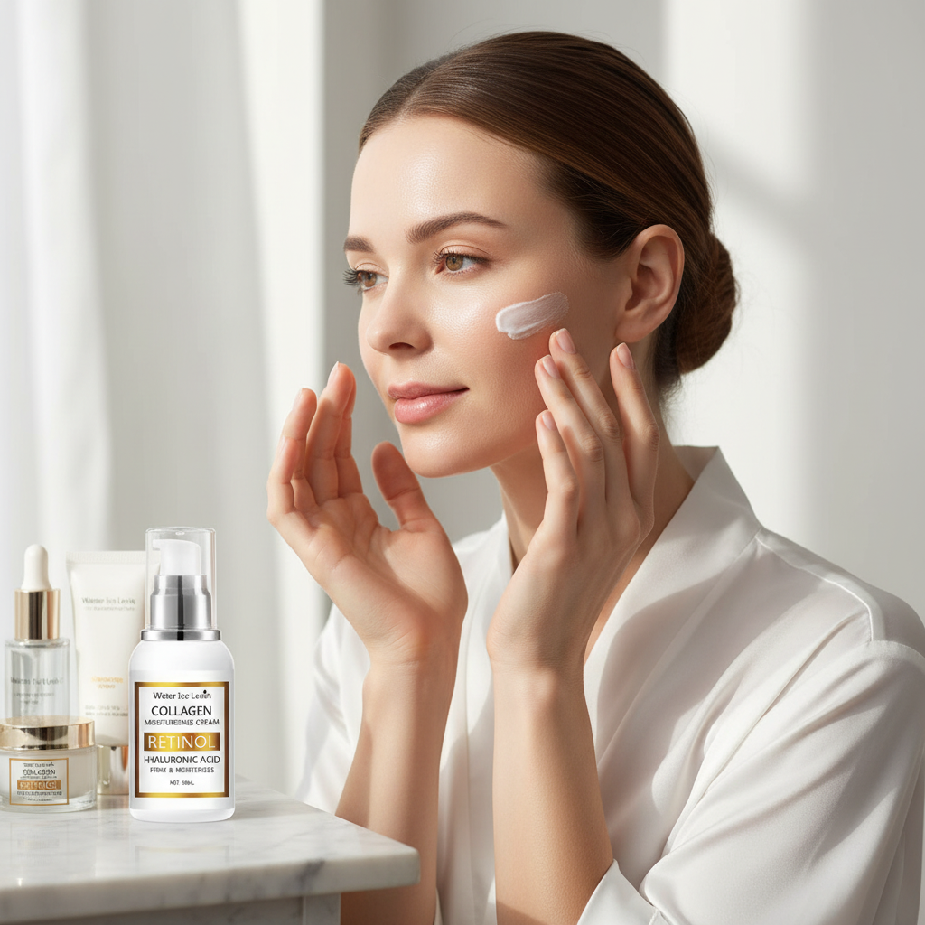 Mulher aplicando o hidratante