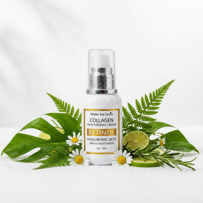 Produto com gotas de água e ingredientes naturais