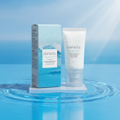 Produto em superfície de água azul